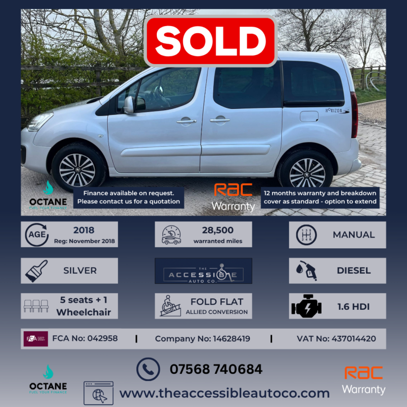 2018 Peugeot Partner Tepee 1.6 Bluehdi Active 5 Seater in Silver — image 1