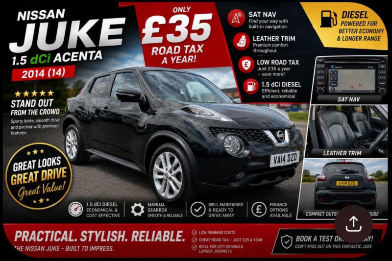 2014 Nissan Juke 1.5 Dci 8v Tekna Euro 5 (s/s) 5dr in Black — image 1