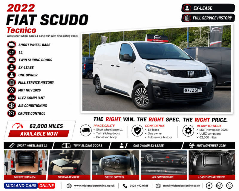 2022 Fiat Scudo 1.5 Turbo D Multijet Tecnico in White — image 1
