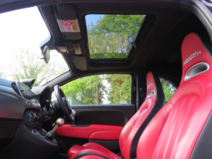 2017 Abarth 595 Abarth 595 Turismo 1.4 T-Jet 165hp Hatchback * Electric Glass Sunroof + Sat Nav + Red Leather * in Black — image 3