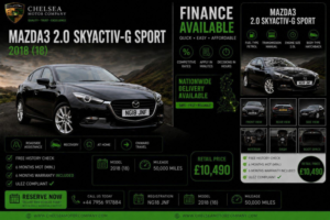 2018 Mazda Mazda3 2.0 Skyactiv-G Sport Nav Euro 6 (s/s) 5dr in Black — image 2